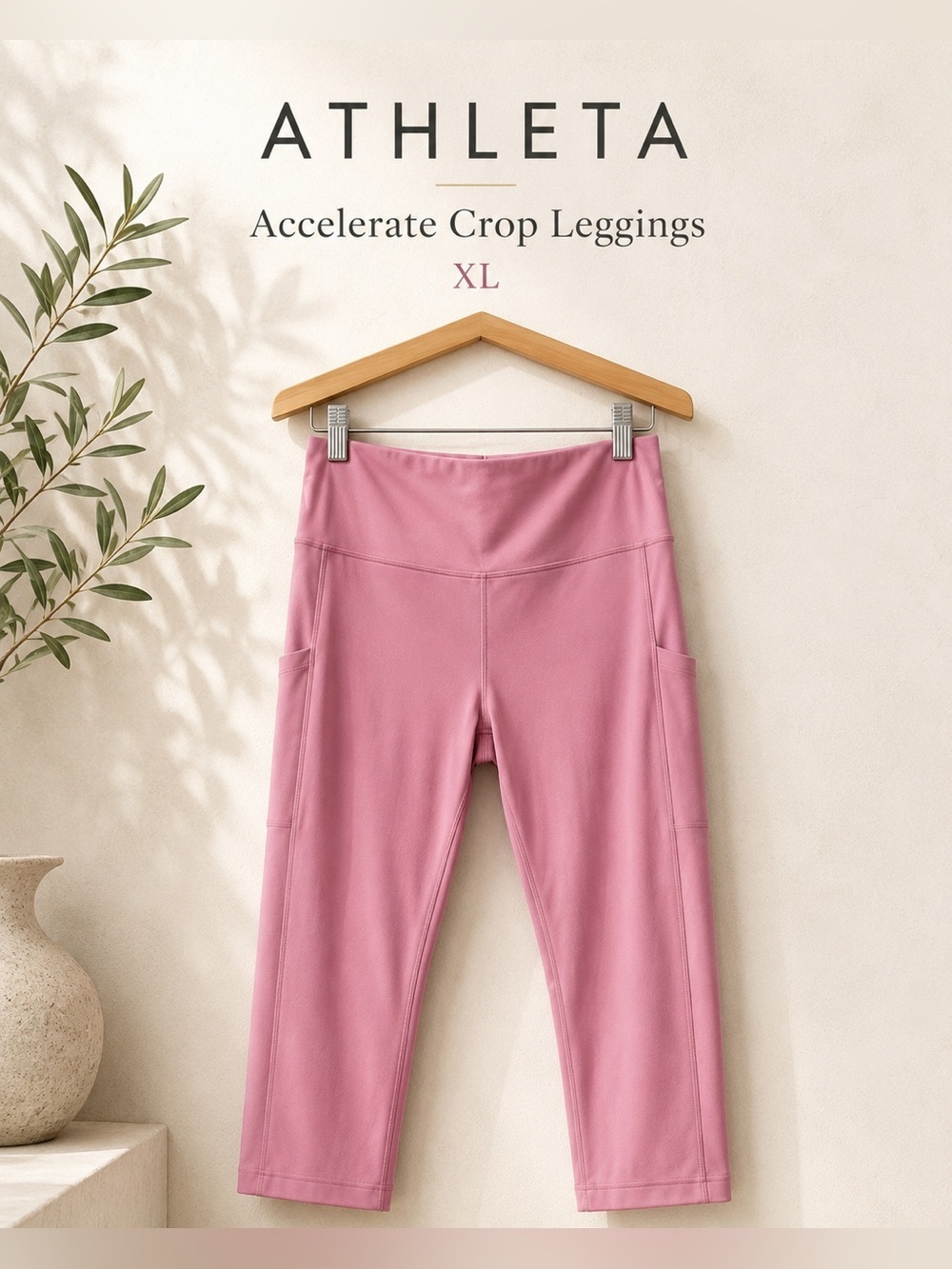 Athleta Accelerate Crop Leggings Blush Pink XL